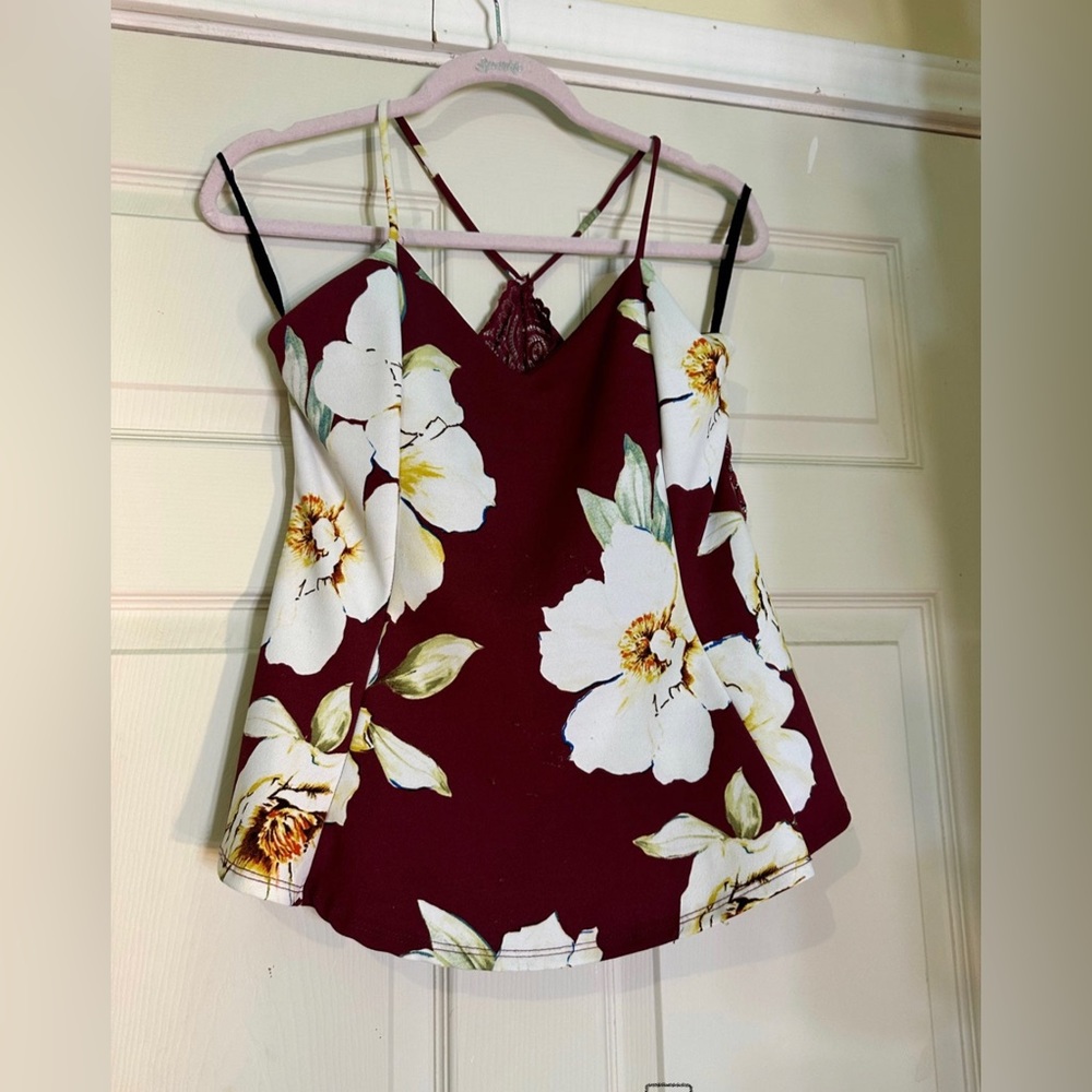 Floral Maroon spaghetti strap